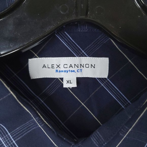 Alex Cannon Long Sleeve Button Up Shirt Mens Size XL Blue Plaid Spread Collar - Picture 6 of 7